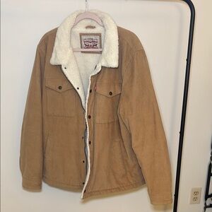 Levi's Tan Lightweight Shirt Jacket with Sherpa Lining